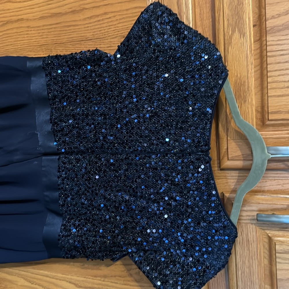 Navy blue sequin bodice 2XL dress - Picture 4 of 5